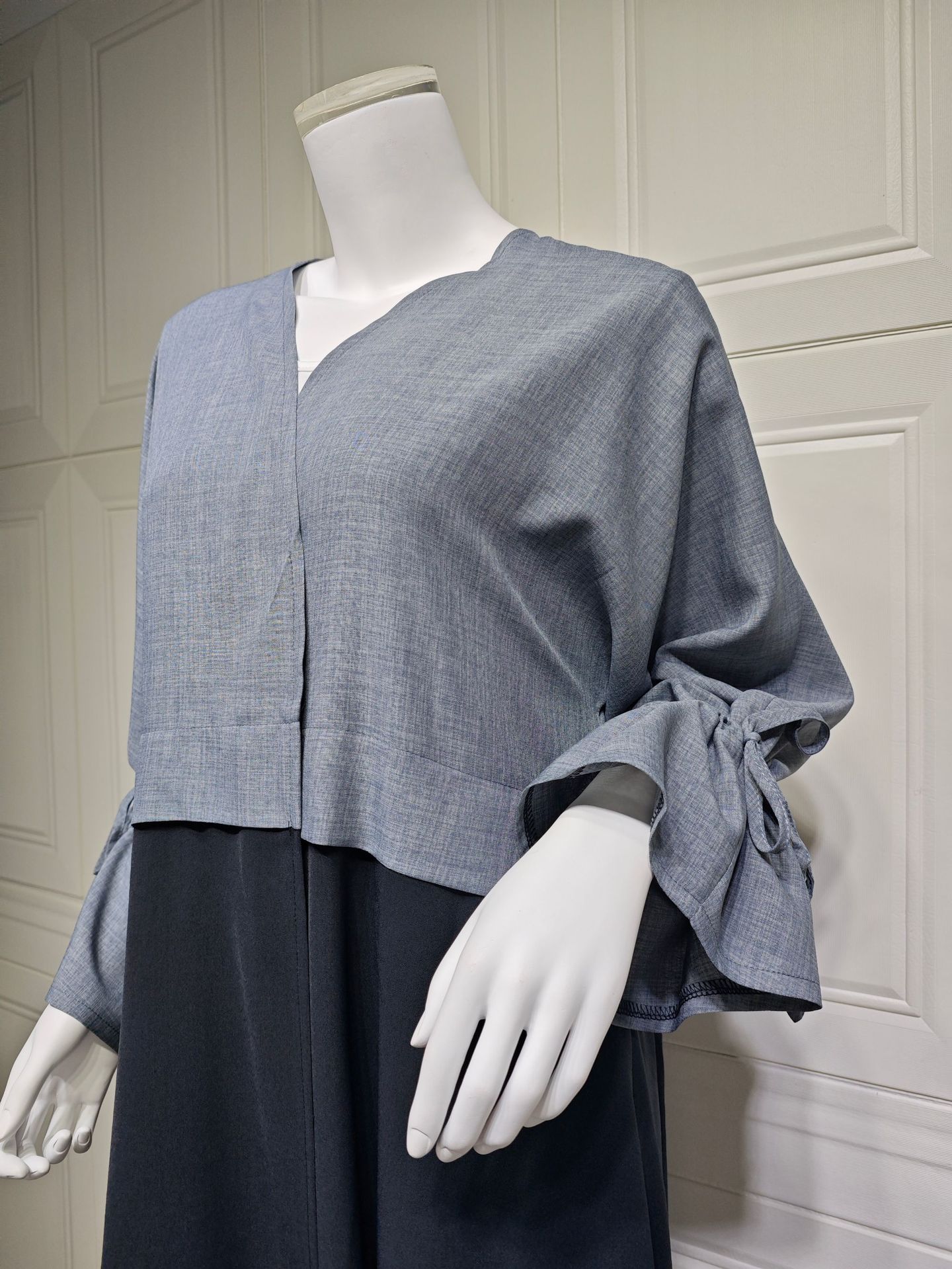 MQ151modest Middle Eastern Muslim Patchwork Fashion Cuff Drawstring Abaya Dubai Turkey Robe_ecoleips.com