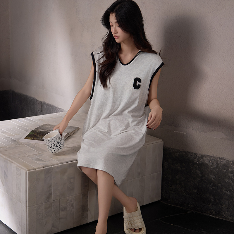 Summer Sexy Vest Sleeveless Maternity Nightgown Home Wear Women's Comfortable Modal Pajamas with Breast Pads That Can Be Worn Outside Summer Sexy Vest Sleeveless Maternity Nightgown Home Wear Women's Comfortable Modal Pajamas with Breast Pads That Can Be Worn Outside