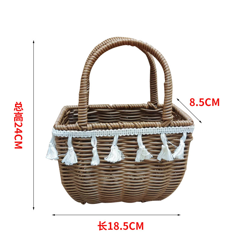 Cesta de Flores Tejida a Mano de Hierba Natural, Decorativa, para Arreglos Florales y Fiestas