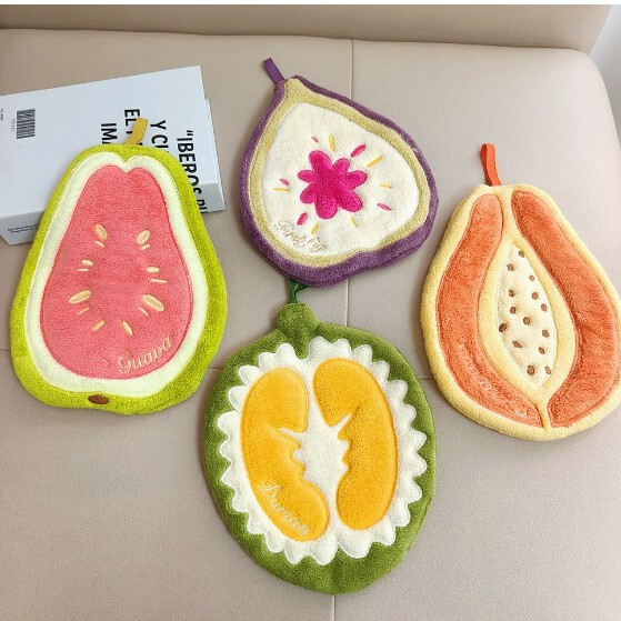 Cross-border cartoon cute new fruit hand towels, papaya, durian, guava face towels, souvenir four-piece set Cross-border cartoon cute new fruit hand towels, papaya, durian, guava face towels, souvenir four-piece set