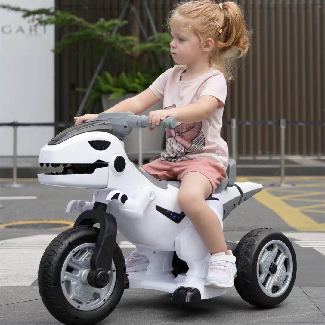 motocicleta para niños dinosaurio coche de juguete eléctrico para niños y niñas triciclo anti-rollover coche de carga grande coche de batería