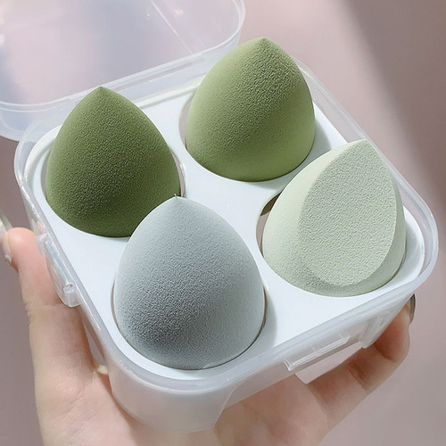 High-quality beauty egg 4-pack four-compartment set powder puff gourd water drop oblique cut makeup beauty tool one piece drop shipping