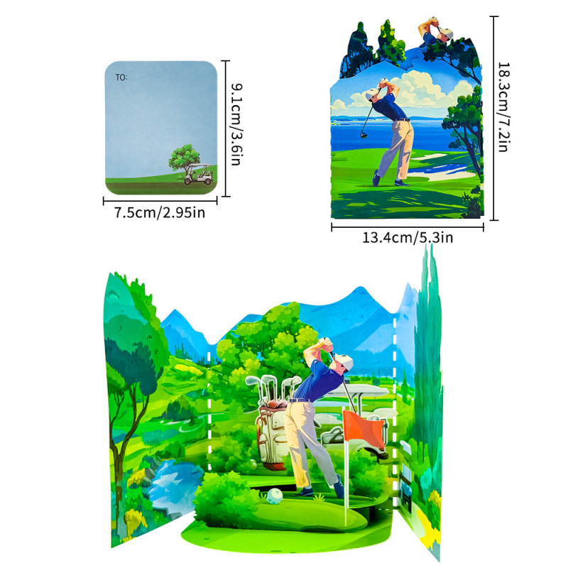 Amazon 3D ポップアップ グリーティング カード 封筒付き アウトドア ゴルフ レジャー スポーツ 折りたたみグリーティング カード 友人用|undefined