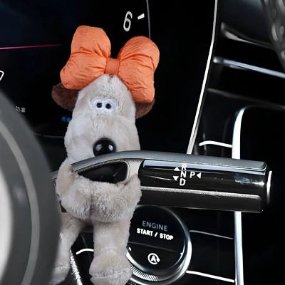 Sürətlər qutusu və əl tormozu başlıqları Dog Plush Dolls, Car - orange-knot-small-dog-huaibing-decoration