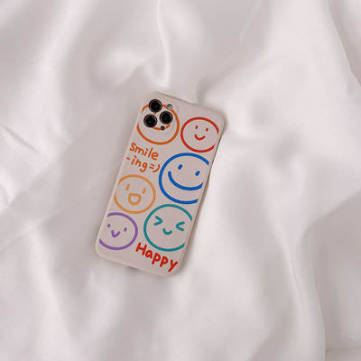 Smiley Face iPhone 8Plus Phone Case Straight Edge Apple 12 Women's All-inclusive 14 Personality Creative 13 Soft Case