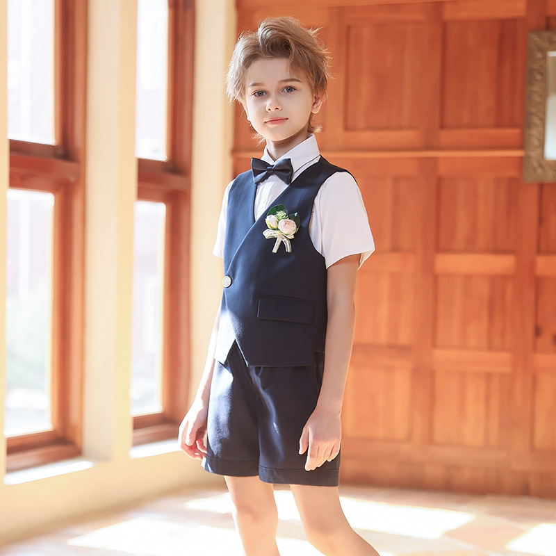 Vestido para niños, niña de las flores, traje de chaleco de un botón, traje de piano, traje de niño, actuación de anfitrión pequeño