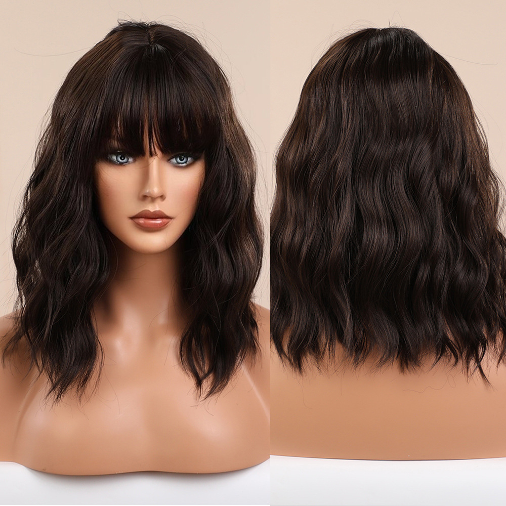 Women's Short Curly Wig European American Style Full Head Cover Up Fashionable Age Reducing Bob Synthetic Hair Extension_voghion.com