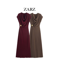 ZARZ 自制 欧美风 新款女装 百搭 时尚款附料褶皱连衣裙1165461