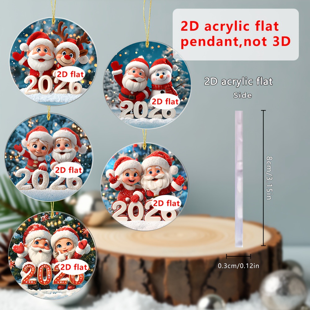 Santa Claus de Navidad bienvenido 2026 plano acrílico mochila para automóviles colgante accesorios de decoración
