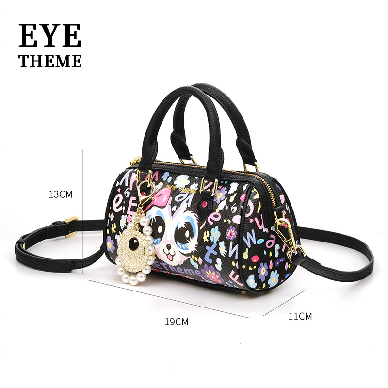 2025 dama impresa nueva linda cremallera pequeña bolsa de almohada moda personalidad de dibujos animados graffiti mochila 2835 #