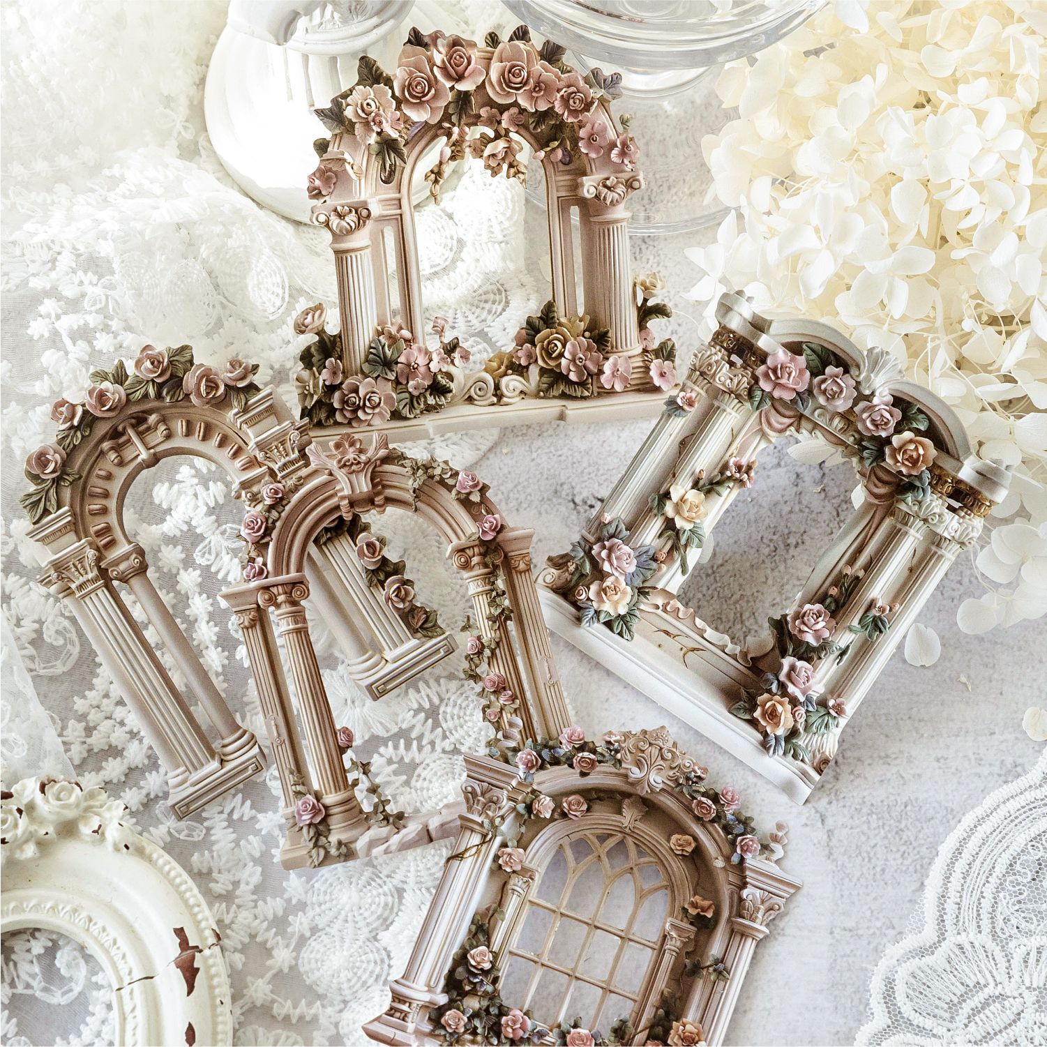 Mo Mo Sheng Impresión de madera en relieve collage tarjeta de flor romántica serie retro agujero pegatinas decorativas de contabilidad