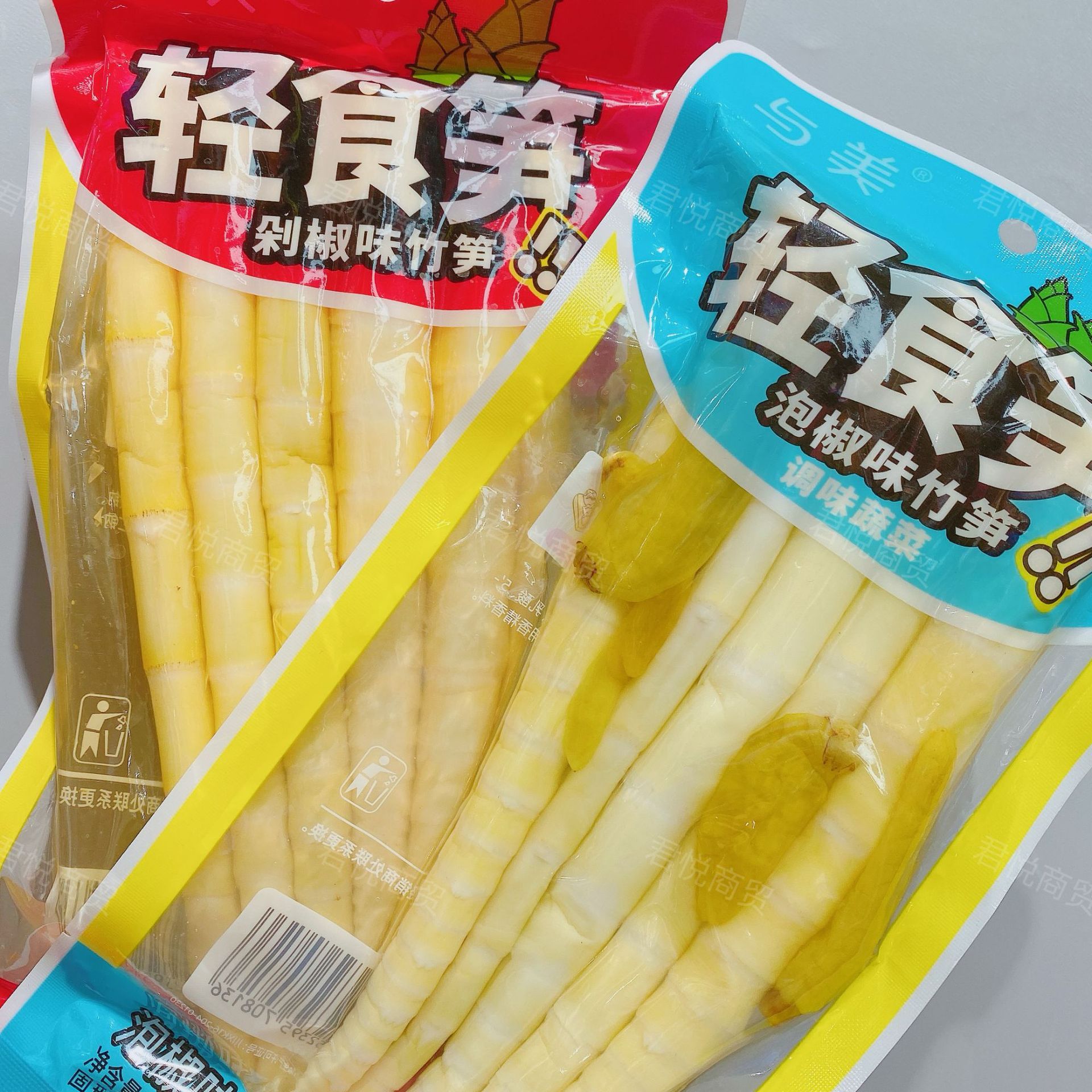 与美轻食笋柠檬味泡椒味200g整根竹笋素食小吃休闲下饭辣味零食