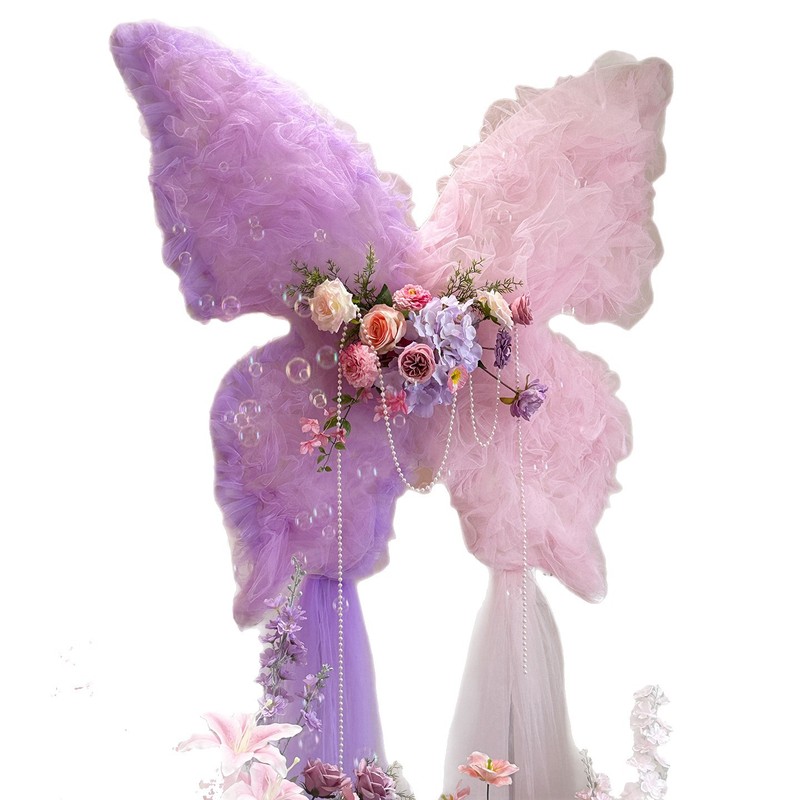 DIY 結婚式シミュレーション蝶装飾ロマンチックなウェディングドレス花夢のような蝶結婚式の部屋のプロポーズシーンレイアウト背景|undefined
