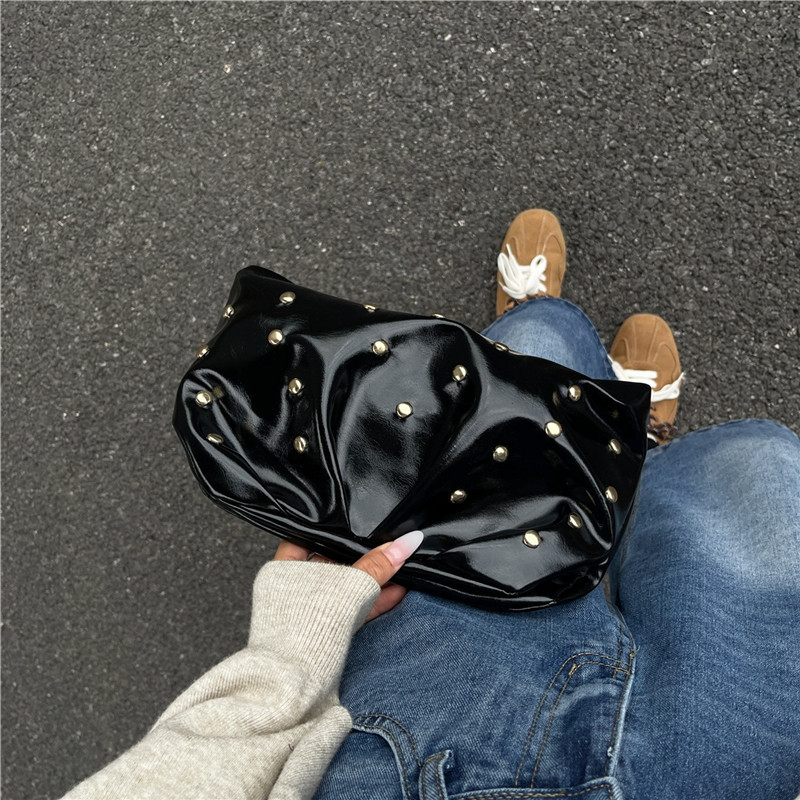 Plegado versátil punto de onda de moda simple bolso de cena de mujer estilo de la República de China retro ocio de alto grado temperamento bolso de mano