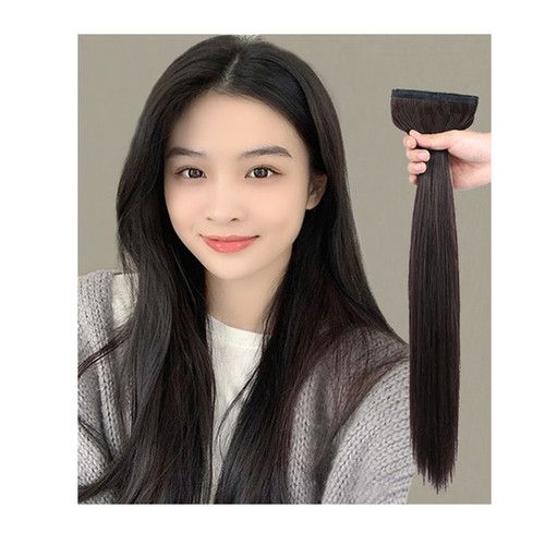 Real hair hair pieces, seamless, thin, mid-summer long hair extensions, hair extensions, wigs, women's long hair wigs, increase hair volume and fluffy