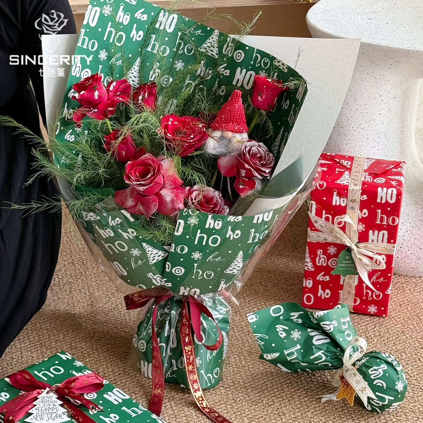 Navidad de siete colores cordier movimiento de regalo de Navidad embalaje de flores DIY florista embalaje de regalos de flores