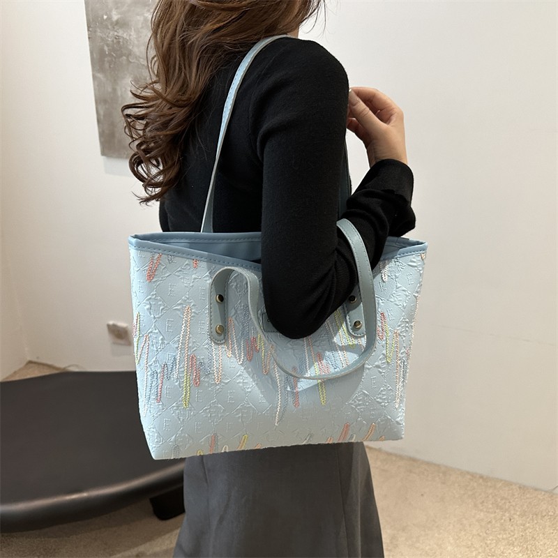 Bolsa de compras de ocio y cercanías bolsa de gran capacidad suave bolsa de hombro único para estudiantes universitarias de moda en clase