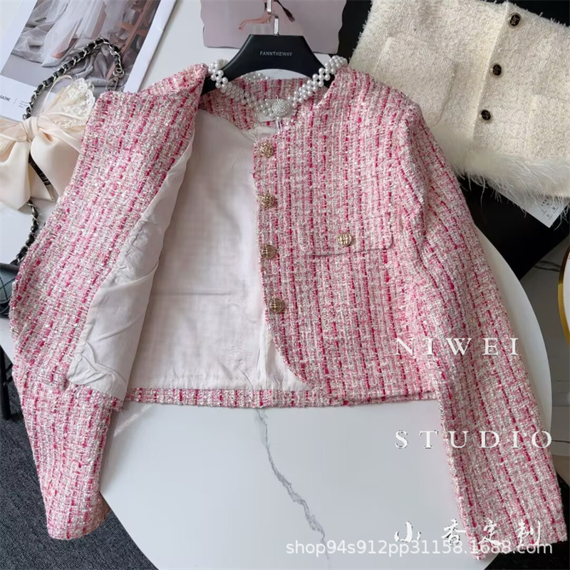 2025 Spring, Autumn and Winter New Style Short Jacket Women's Thirteen Lines Wholesale Tweed Slim Top Supply
