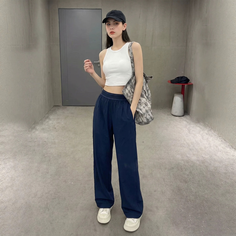 Aio New Style Women's High-Waisted Drapey Wide-Leg Casual Pants Loose Straight Elastic Quick-Dry Yoga Pants New Trendy Style Aio New Style Women's High-Waisted Drapey Wide-Leg Casual Pants Loose Straight Elastic Quick-Dry Yoga Pants New Trendy Style