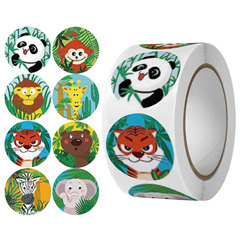 New-style roll-packed coated paper adhesive stickers—cute child-friendly animal-themed sealing labels, perfect as thank-you or teacher reward tags!