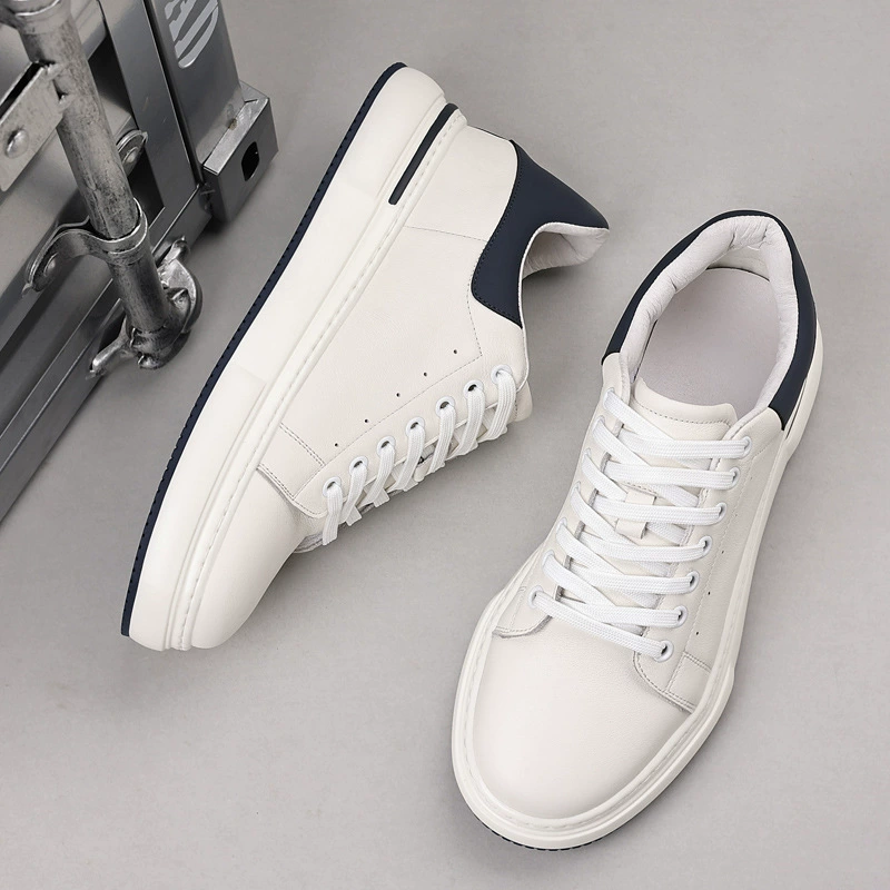 Технология увеличивает мужскую обувь противоскользящую дикую модную обувь Kunkun повседневная обувь мужские спортивные маленькие белые туфли с толстой подошвкой кожаные туфли