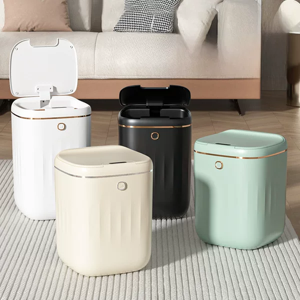 New Accessible Luxury Fully Automatic Induction Electric Trash Can for Home Bedroom and Bathroom Induction Waterproof Trash Can