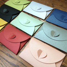 厂家批发爱心扣珠光纸信封加厚明信片信封浪漫情书邀请函商务信封