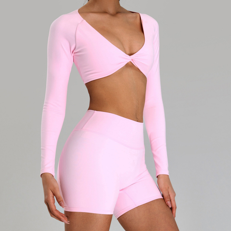 New European and American Yoga Clothes for Women, Quick-Drying Breathable Tight-Fitting T-Shirts, Fitness Clothes, Casual Running Sports Long-Sleeved Tops