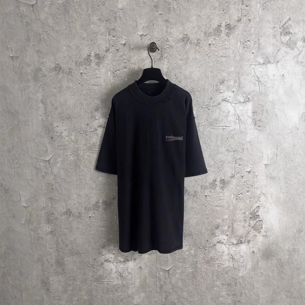 Правильная версия, высококачественная марка B, 25SS, новый классический цветок колы, логотип с обратной вышивкой, потертый, с короткими рукавами, 2.