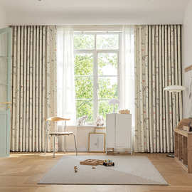 儿童窗帘数码印花黑金遮光底布太空翱翔图案卧室客厅遮光窗帘供应