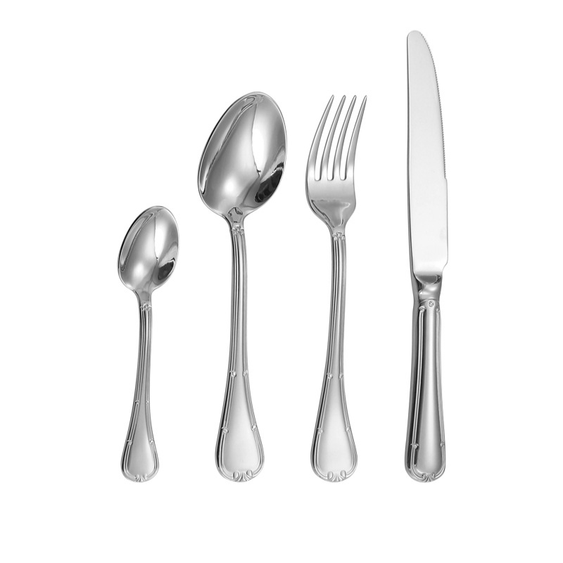 Cross-border 304 cuchillo y tenedor de acero inoxidable cucharas de cubierta de alta calidad hotel cuchillo y tenedor de filete de comida occidental set de 24 piezas de caja de regalo