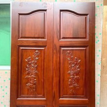 庆和居金橡馆高端木门北美红樱桃原木门精雕原木大门原木家具