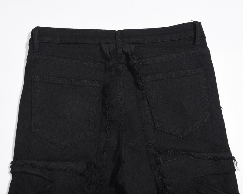 Men's Washed Distressed Ripped Black Jeans With Zipper Detail_voghion.com
