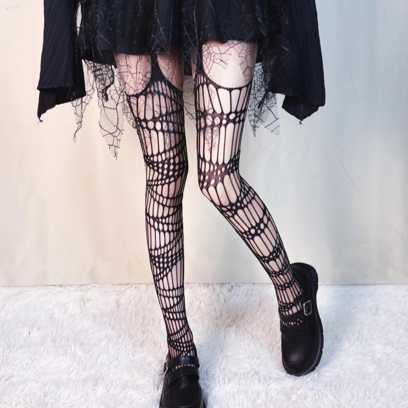 Japanese Diablo y2k Sexy Strap Irregular Net Stockings Gothic Harajuku Base Socks Spice Girls Jk Mesh Pantyhose