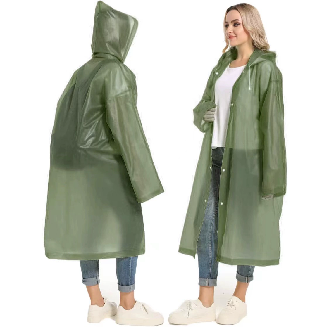 Long handheld light and thin travel raincoat for men and women for hiking, increased thickness