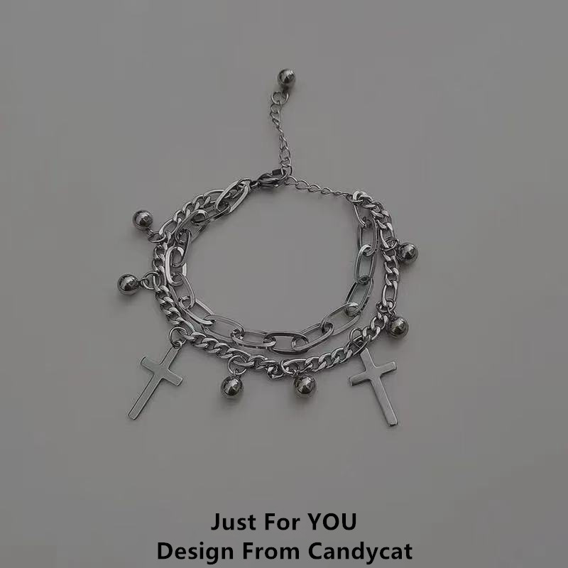Cross Bracelet Female Girlfriend Couple Two-Person Friendship Bracelet Three-Person Jewelry Men and Women Personality Student Korean Bracelet