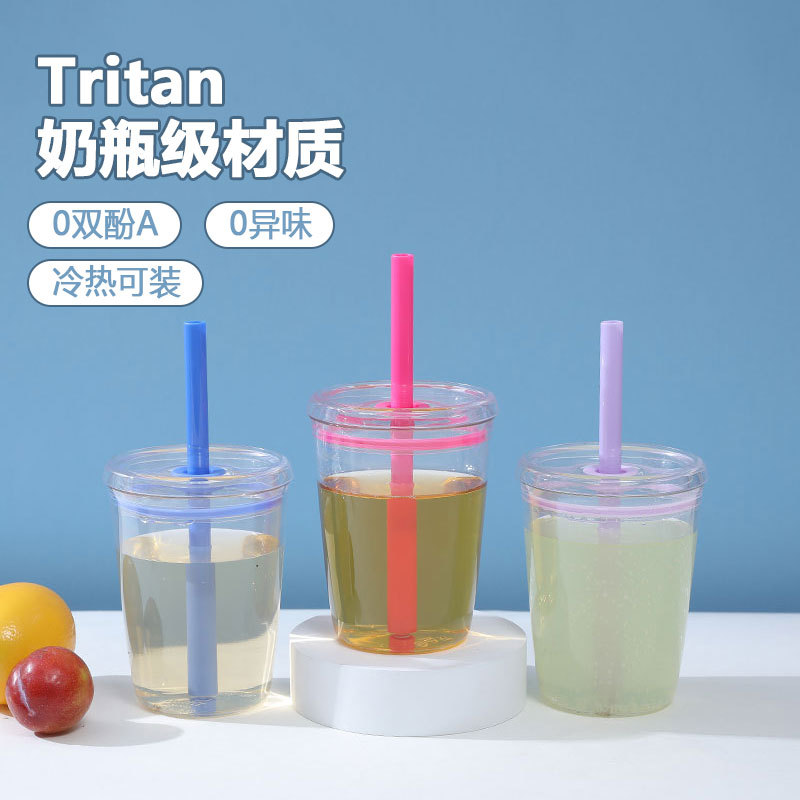 350ml mini taza de plástico transparente tritan taza de paja de color rojo para chicas lindas tazas de agua