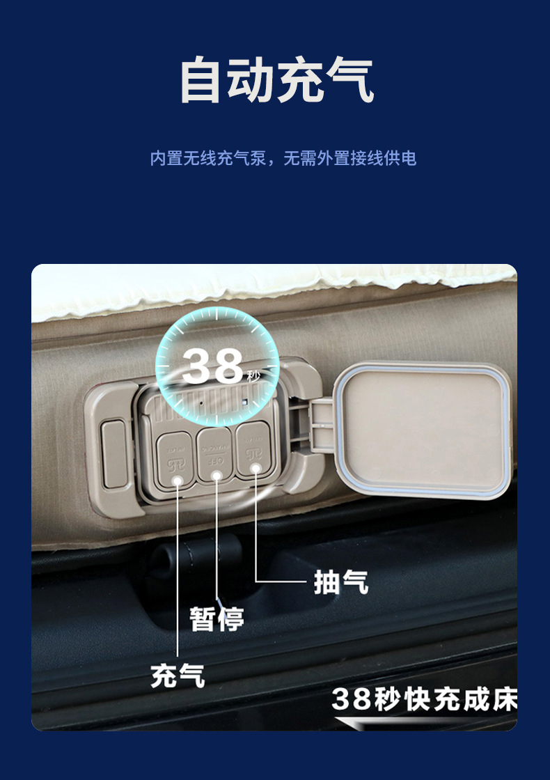 Tesla Model Y: Inflatable car mattress with built-in pump for the trunk, perfect for car travel and rest