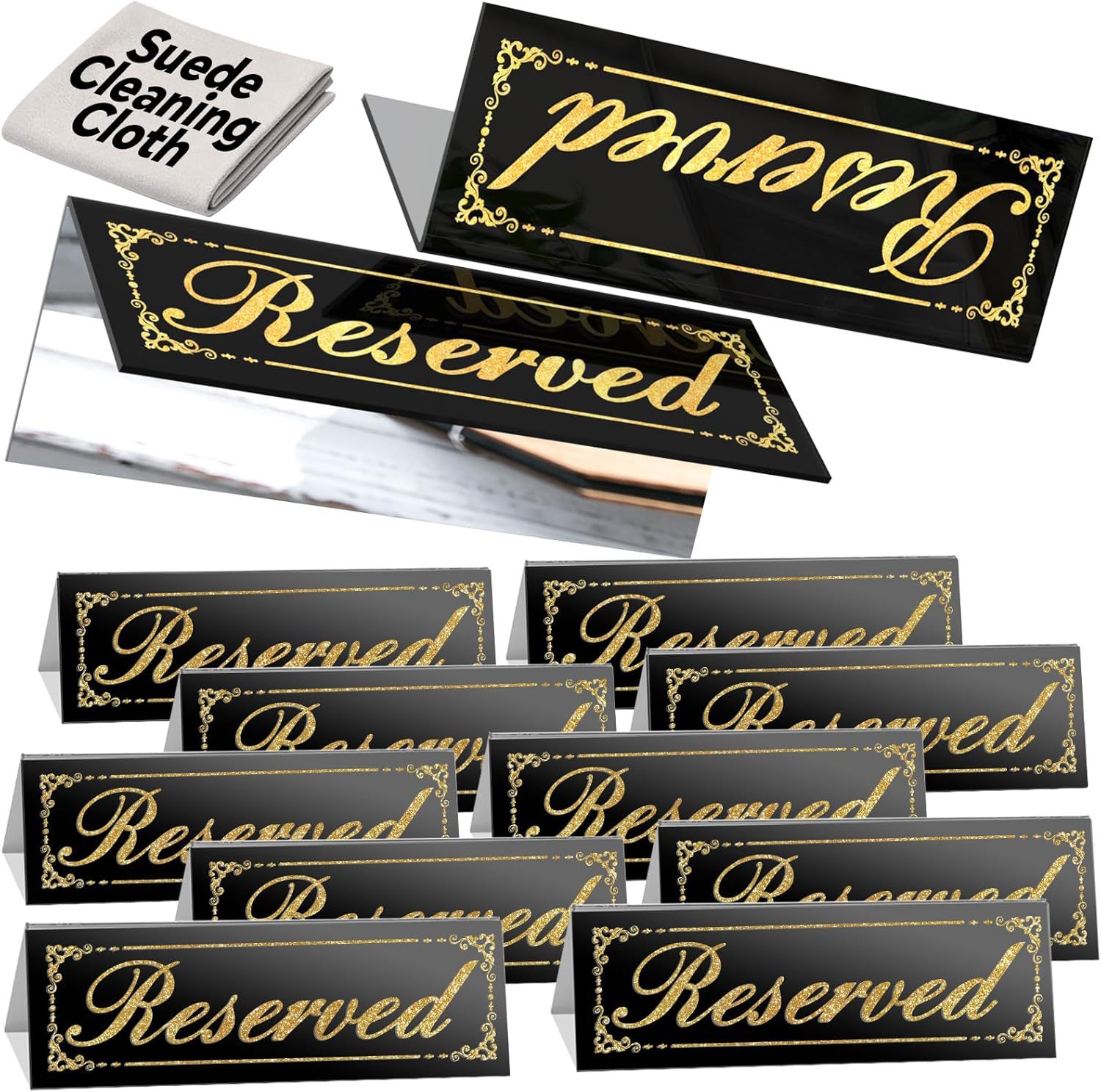 블랙 프린트 골드 레터링 웨딩 테이블 사인