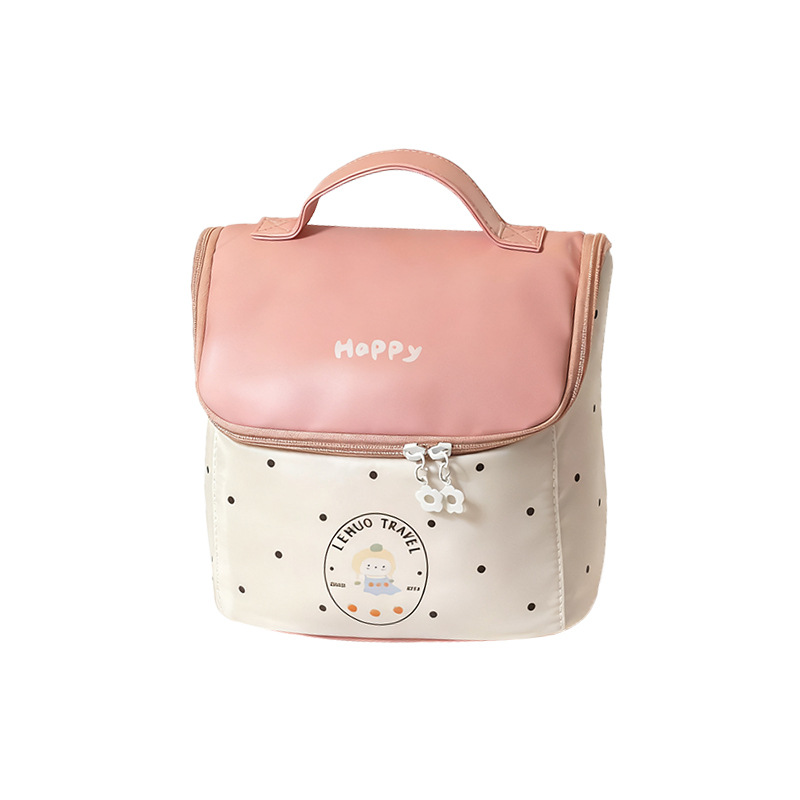 2025 nueva linda casa pequeña bolsa de maquillaje de alta gama de dopamina de gran capacidad bolsa portátil de almacenamiento red división