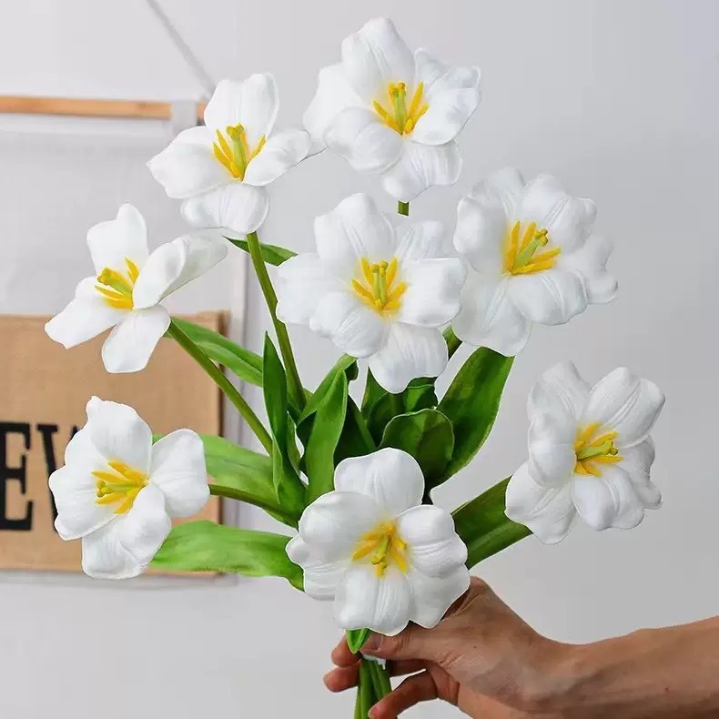 PU布朗尼开口郁金香批发家居装饰花束手捧假花婚庆假花造景道具|undefined