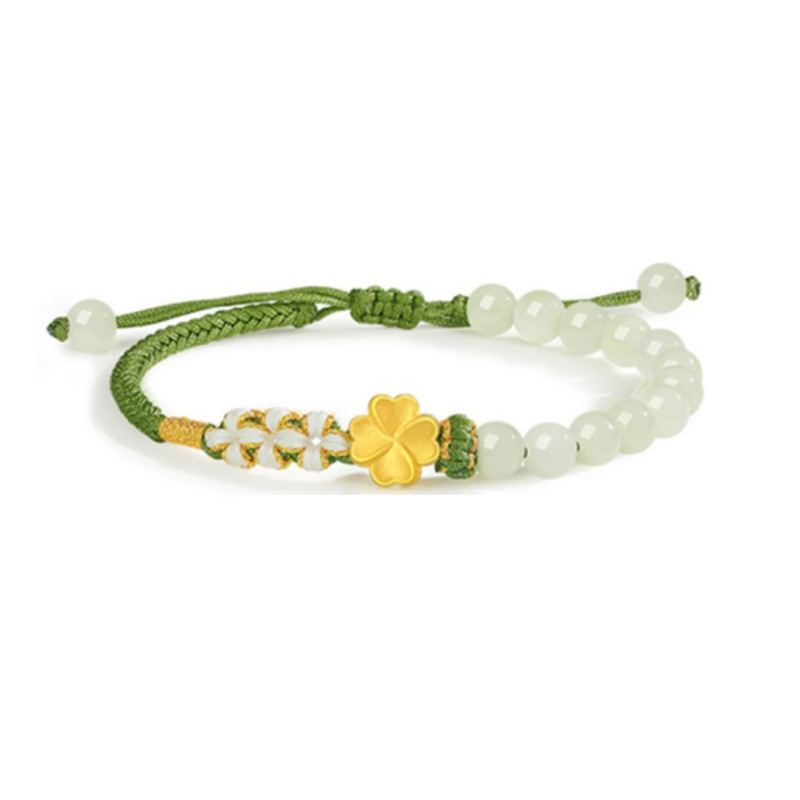 네잎 클로버 + 녹색 팔찌 + 인증서 + 카운터 고급 포장