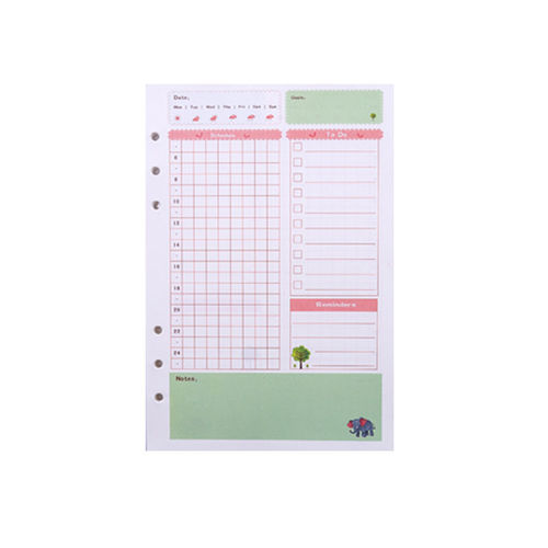 Loose-leaf book inner core A5A6 loose-leaf replacement core 6-hole storage bag grid grid day, month and week plan handbook