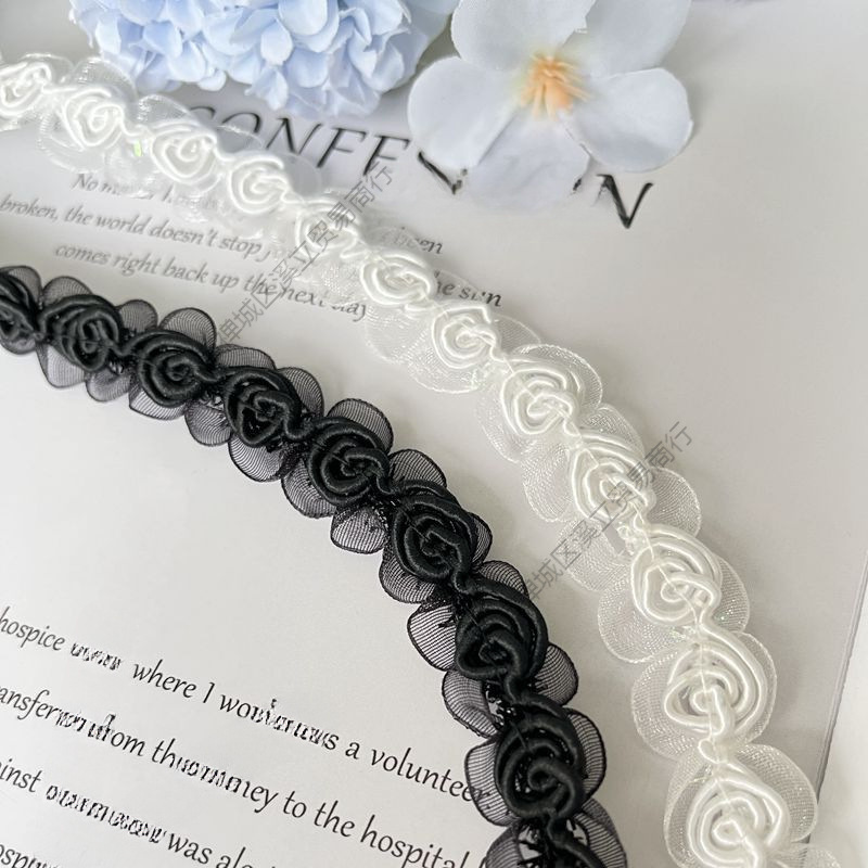 1.8cm立体玫瑰花蕾丝锁骨花边辅料手工织带箱包鞋帽服装材料