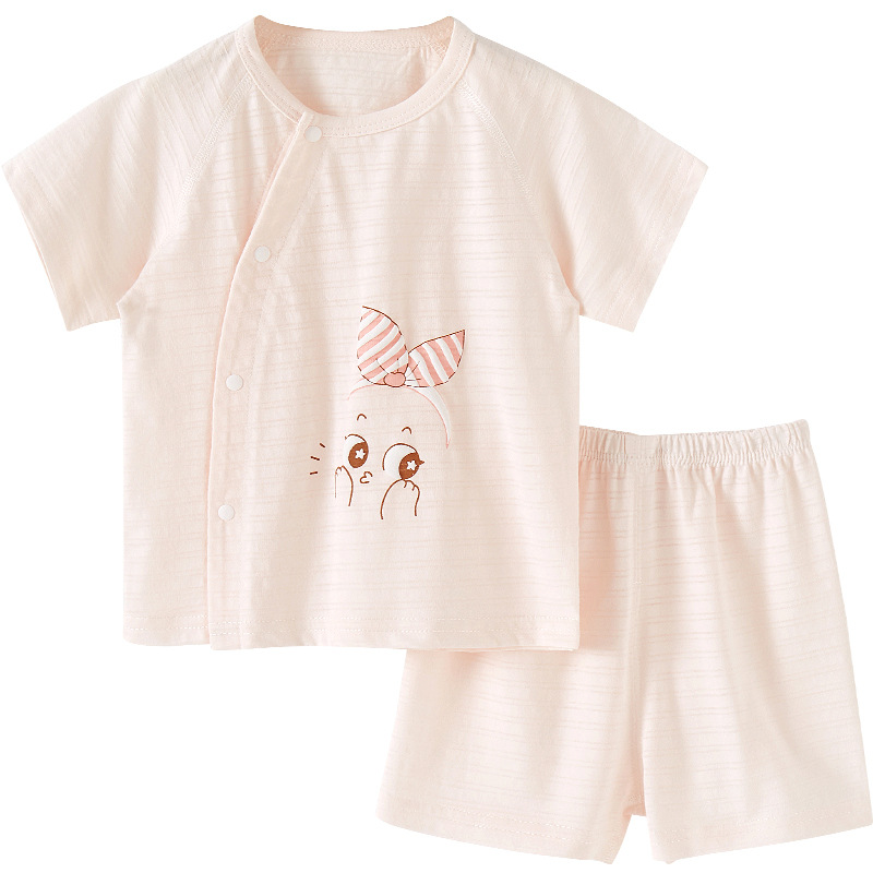 Traje de verano para bebés, algodón de manga corta para niños, niñas y niños pequeños, ropa de verano dividida delgada de dos piezas para bebés