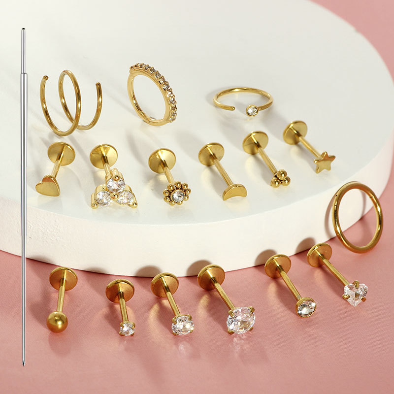 Labret piercing jewelry detail image