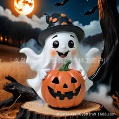 国境を越えた新しいハロウィーンの人気のゴーストカボチャ樹脂装飾品クリエイティブな形のハロウィーンのデスクトップ装飾装飾品
