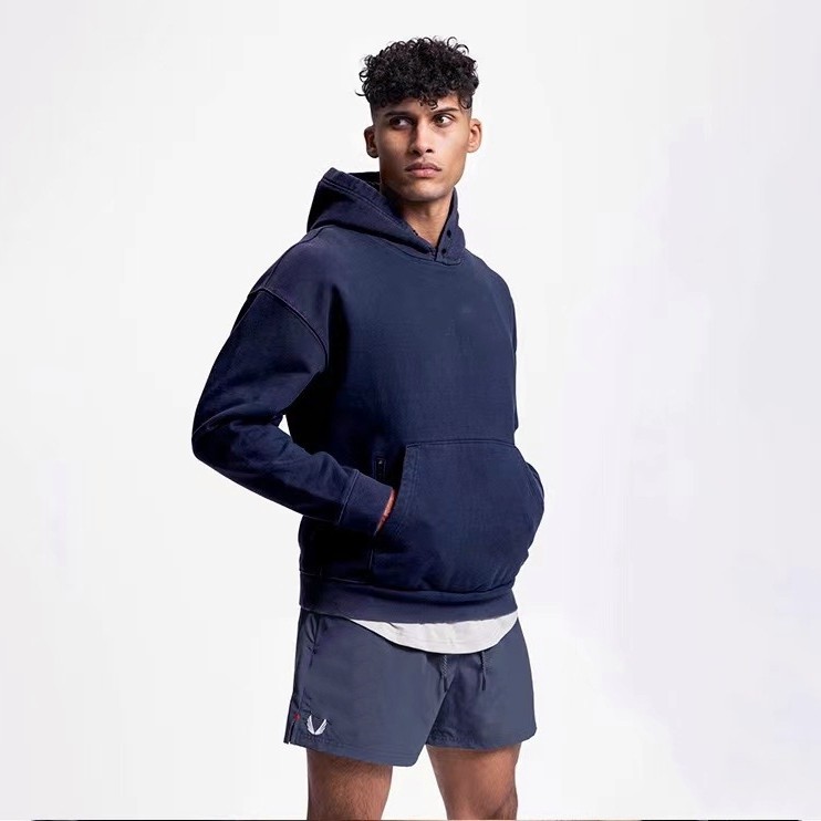 Muscle American Trend Shoulder Solid Color Turtleneck Hoodie Men's and Women's Loose Sports Casual Sweater Cross-border plus size