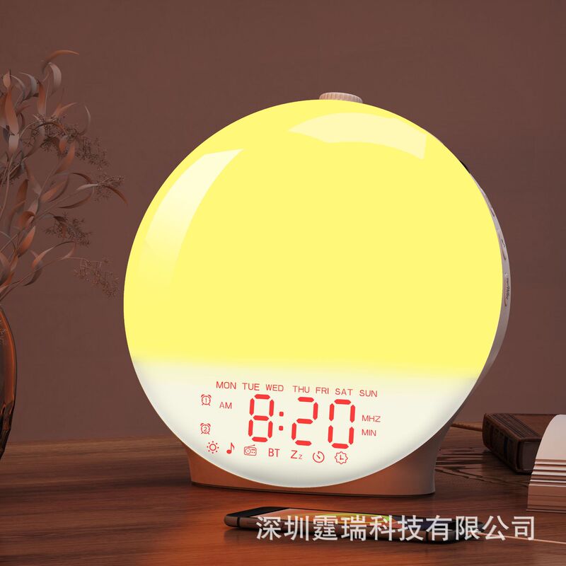 2024最新アップグレードのbluetoothスマートな輝きと睡眠の雰囲気ランプは、海上の日の出の日没をシミュレートして目覚まし時計を目覚めさせる|undefined