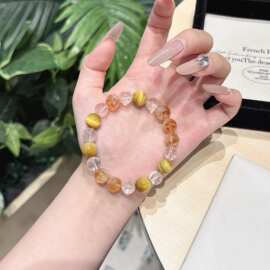 天然水晶手链金虎眼 原创小众设计水晶手链小红书同款 金虎眼手串